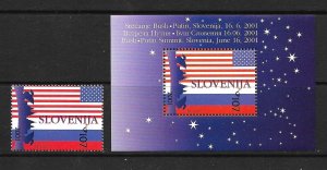 SLOVENIA Sc 463+463A NH 1V+1S/S of 2001 - PRESIDENTS OF USA & RUSSIA
