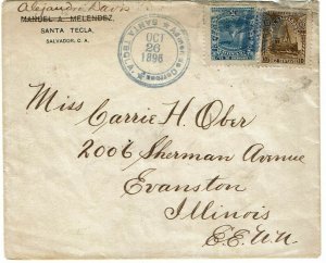 Salvador 1896 Santa Tecla cancel on cover to the U.S., franked Seebecks