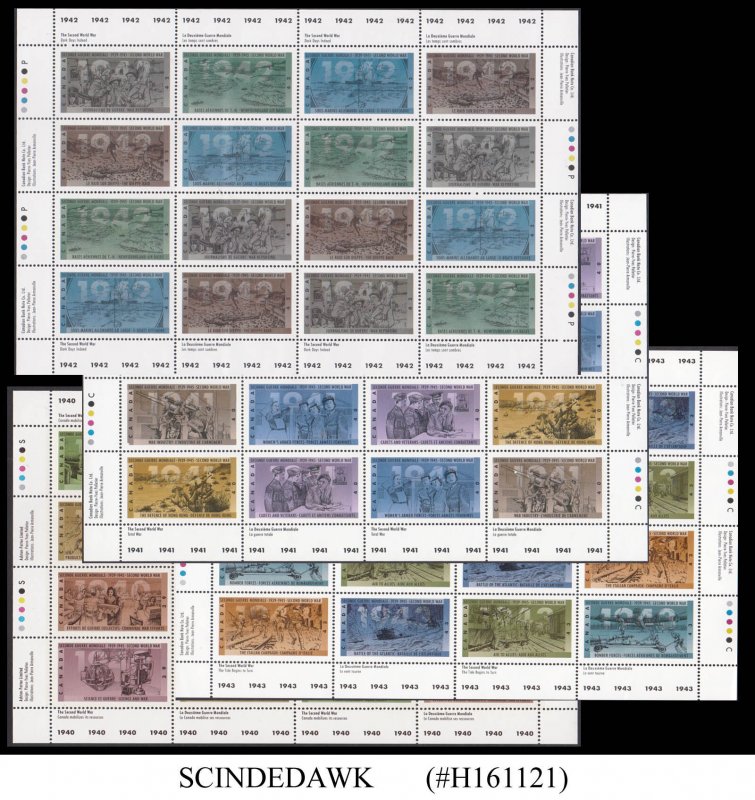 CANADA - 1990-93 WORLD WAR II SERIES - MINIATURE SHEET - MINT NH 4nos