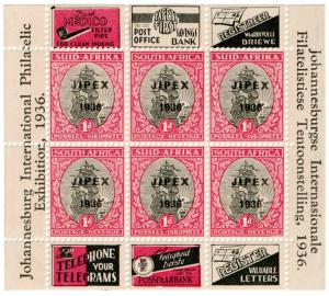 (I.B) South Africa Cinderella : JIPEX Mini-Sheet (Johannesburg 1936)