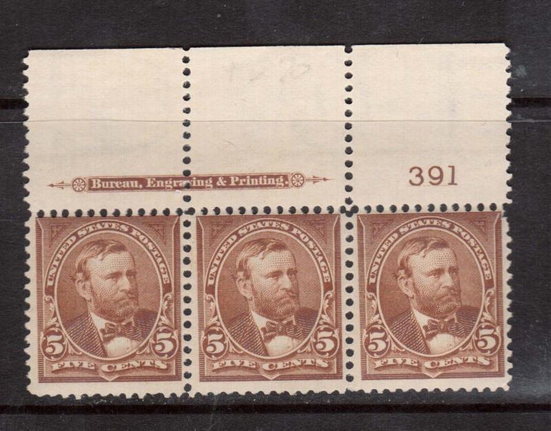 USA #270 NH Mint Plate Strip Of Three