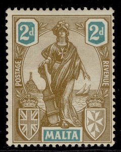 MALTA GV SG128, 2d bistre-brown & turquoise, M MINT.