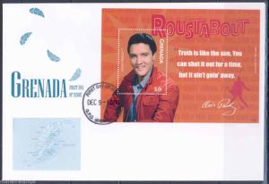 GRENADA 2012  ELVIS PRESLEY  ROUSTABOUT SOUVENIR SHEET I  FDC