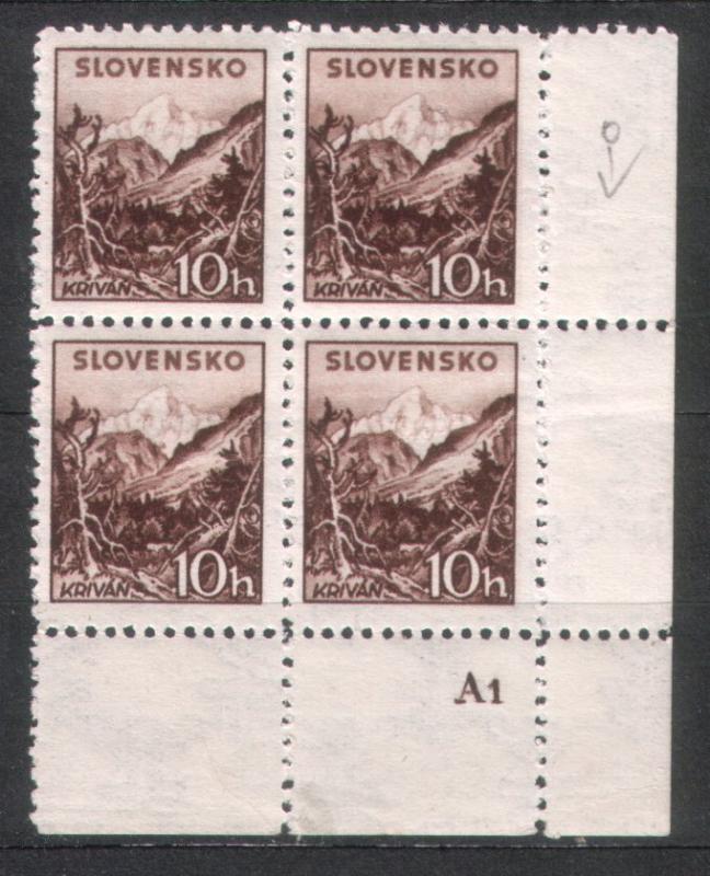 Slovakia 1940 Sc#46 Krivan Peak Block of 4 MNH