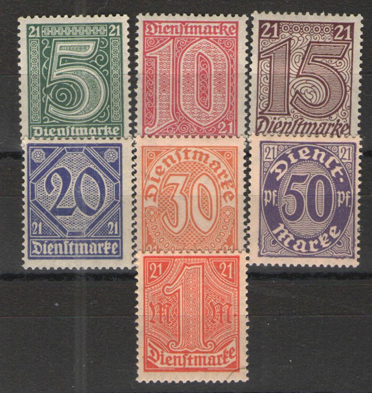 Germany - Empire 1920 Sc# OL9-OL15 MH/HR VG  Local Official set for Prussia