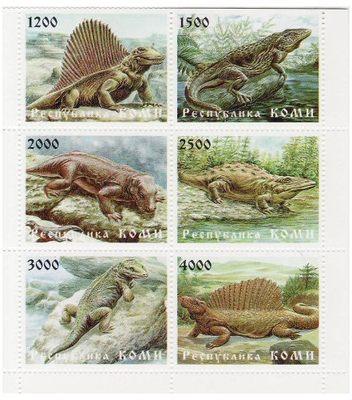 Prehistoric Animals on Stamps - 6 Stamp Mint Sheet MNH