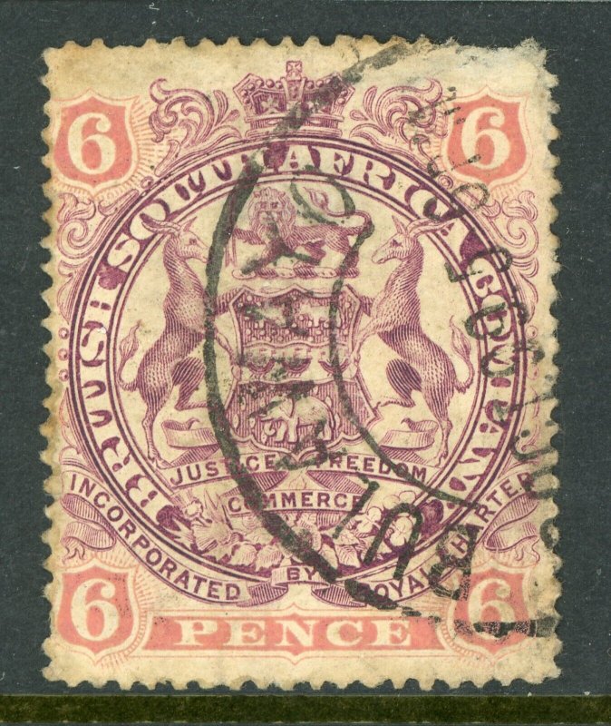 Southern Rhodesia 1897 British South Africa QV 6d SG #71 VFU A544