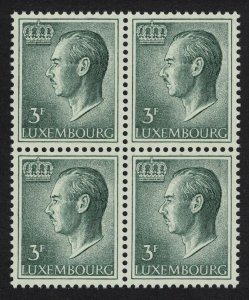 Luxembourg Grand Duke Jean 3f. green Fluor paper Block of 4 1974 MNH SG#763