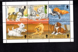 GIBRALTAR #702 1996 PUPPIES MINT VF NH O.G SHEET 6