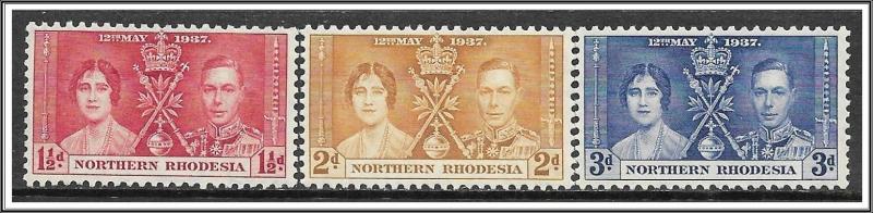 Northern Rhodesia #22-24 Coronation Complete Set MH