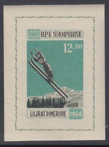 Albania 709A Winter Olympics Imperf Footnoted Souvenir Sheet MNH VF