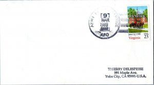 United States A.P.O.'s 25c Virginia 1989 Army Postal Service, APO 09169 Giess...