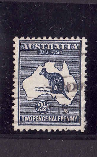 Australia-Sc#4-used-2&1/2p dark blue Kangaroo-1913-