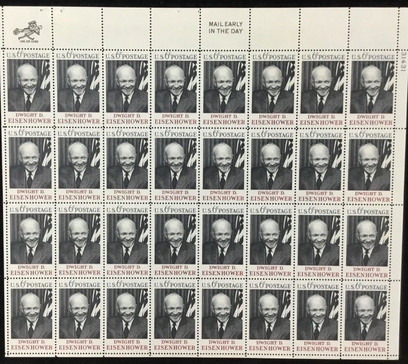 1383 Dwight Eisenhower Memorial MNH 6 c Sheet of 32 FV $1.92  Larger size stamp