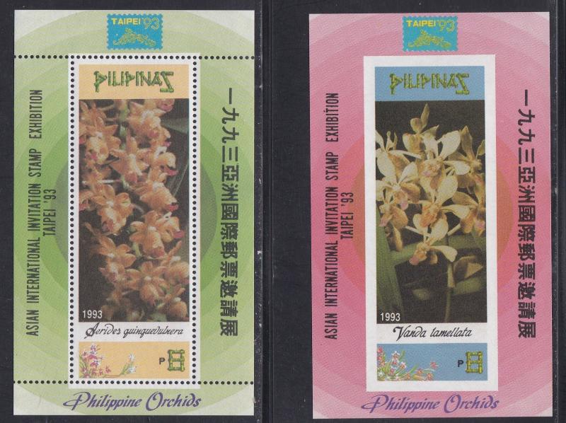 Philippines # 2246a & 2247a, Orchids & Taipei '93, NH, 1/2 Cat.