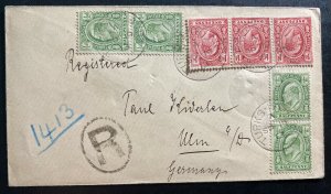 1913 Turks & Caicos Island Registered Cover To Ulm Germany