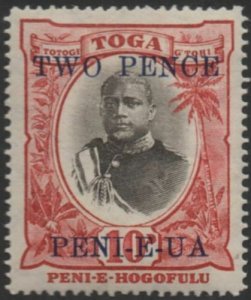 Tonga 1923 SG66 2d on 10d King George II MNG
