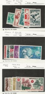 Monaco, Postage Stamp, #204-8, 753-7 Mint Hinged, 624-8 NH, 1948-70, JFZ