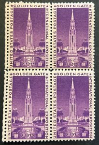 Scott#: 852 - Golden Gate Expo 3¢ 1939 Block of Four MOG - Lot 4