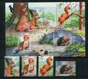 France 2809-2812 2812a Wildlife, Animals Stamp Sheet and Singles MNH 2001