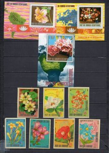 EQUATORIAL GUINEA 1976-1979 FLOWERS SET OF 7 STAMPS IMPERF. & 3 S/S MNH