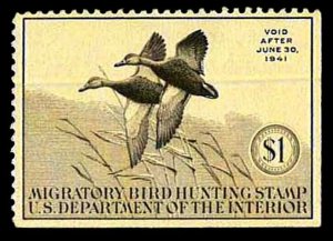 RW7 Mint Federal Duck Stamp of 1940 - OGH - VF - CV$95.00 (ESP#0983)