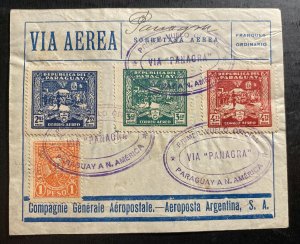 1929 Paraguay First Flight Airmail Registered cover to New York Usa Via Panagra