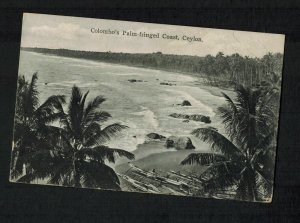 1930 Colombo Ceylon Picture postcard Cover to France Palm Trees on Coast