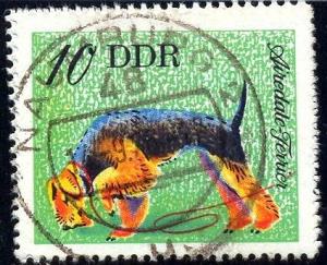 Dog, Airedale Terrier, DDR stamp SC#1750 used