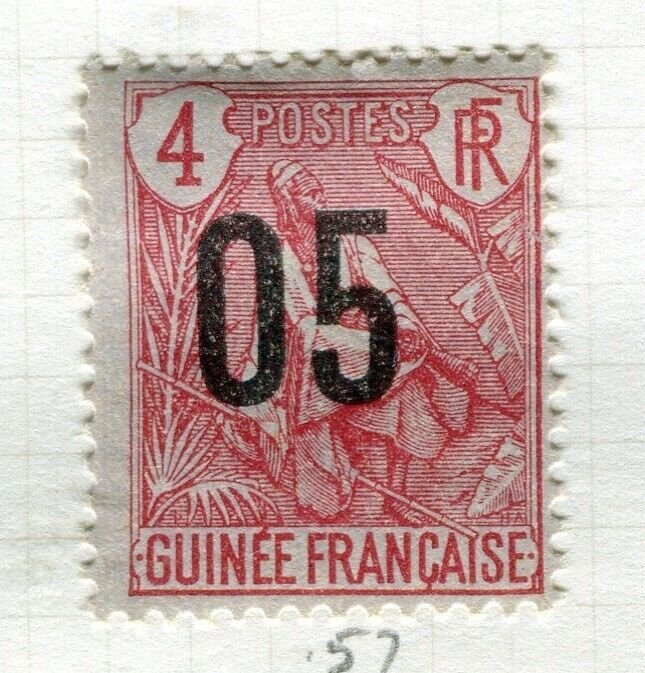 FRENCH COLONIES; GUINEA 1912 P. Due surcharged issue Mint hinged 05/4c. value