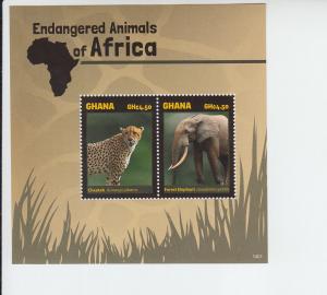 2015 Ghana Endangered Animals SS (NA) MNH