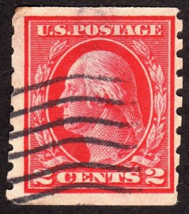 1912, US 2c Washington, Used, Thin, Scott #413