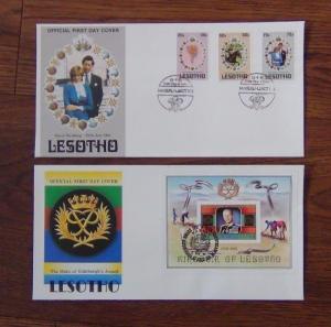 Lesotho 10 x FDC 1980 Olympics Queen Mother 1981 Royal Wedding Duke Edinburgh 