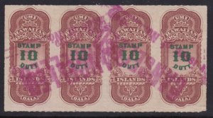 Hawaii Revenue Stamp Used #R5 - Strip of 4  Cat is $65 each stamp - strip???