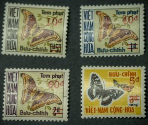 South Vietnam #J21-J24 MINT Butterflies