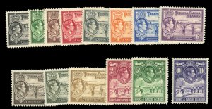 Turks & Caicos Islands #78-89 Cat$91.60 (for hinged), 1938-45 George VI, comp...