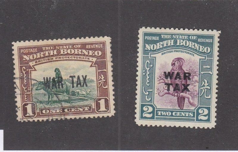 NORTH BORNEO (MK6606) # MR1-MR2 VF-MLH/USED 1-2c  1941 WAR TAX STAMPS  CV $16