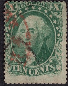 US #31 Gorgeous red town cancel. w/APS cert