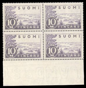 Finland #178 Cat$440, 1930 10m gray lilac, bottom margin block of four, never...