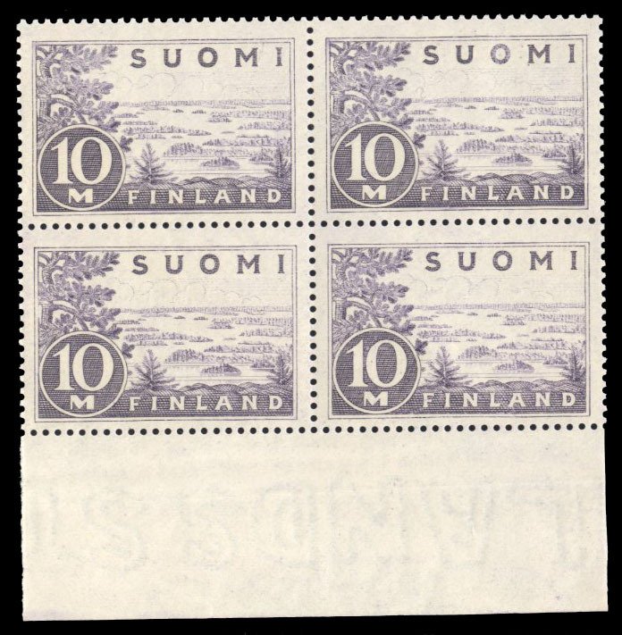 Finland #178 Cat$440, 1930 10m gray lilac, bottom margin block of four, never...