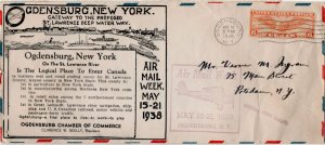 US #C 19 FLIGHT COVER, Odensburg, NY, First Flight, nice cover, Neat!