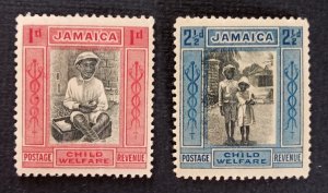 Jamaica 1923 child welfare postage revenue 1d, 2 1/2d, unused  condition as seen
