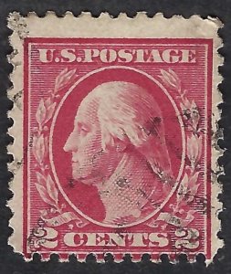 United States #499 2¢ George Washington, Type I,  Carmine. Perf. 11. VG. Used.