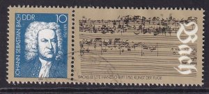 German Democratic Republic DDR  #2463a used 1985 Bach 10pf + label