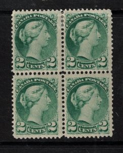 Canada #36 Very Fine Mint Block - Bottom Stamps Never Hinged Top Stamps Hinged