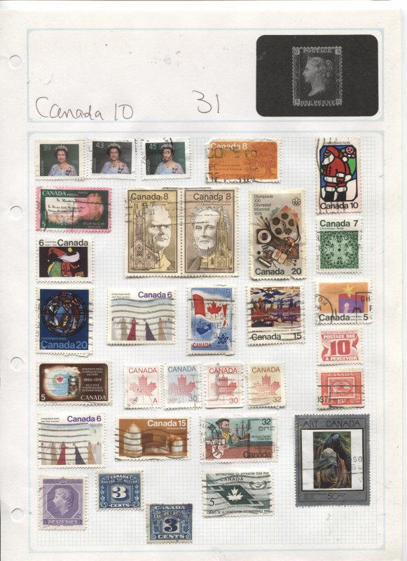 STAMP STATION PERTH Canada #31 Stamps Used  on Album Page-Unchecked