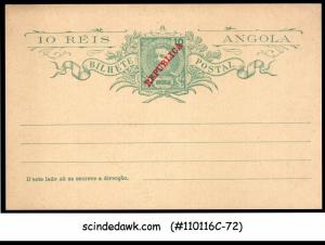 ANGOLA - 10 REIS POSTCARD - OVER PRINT - MINT