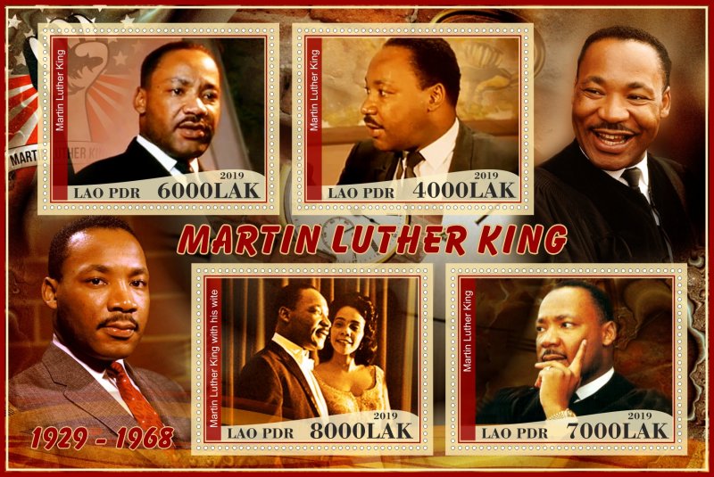 Stamps. Famous people. Martin Luther King 2019 year 1+1 sheets perforated