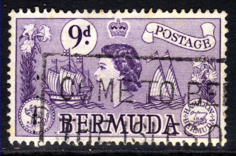 Bermuda 1953 - 62 QE2 9d Violet Sea Venture Used SG 143b ( J382 )