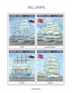 Sierra Leone 2019 MNH Tall Ships Stamps STS Mir Sedov Sorlandet Nautical 4v M/S